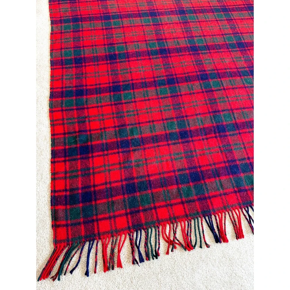 Vintage Woven in the British Isles Red‎ Royal Stewart Style Tartan Throw Blanket